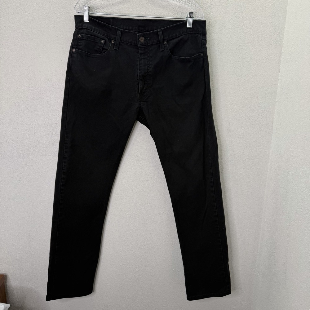 Levis 513 Jeans Mens 34x32 Black Slim Straight American Mid Rise Denim Red Tab